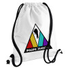 Backpack pouch GYMBAG white, with pocket (40x48cm) & thick cords