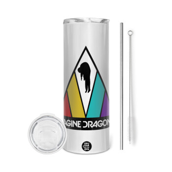 Imagine Dragons, Tumbler stainless steel 600ml, with metal straw & cleaning brush