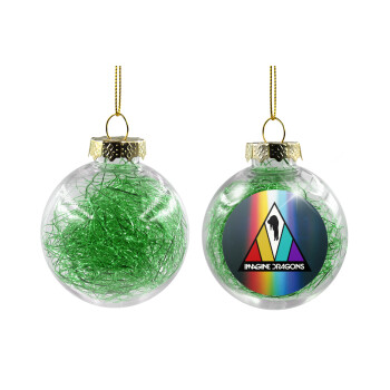 Imagine Dragons, Transparent Christmas tree ball ornament with green filling 8cm