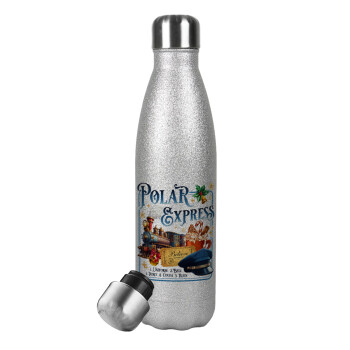 The Polar Express, Metallic Glitter Silver Thermos Flask (Stainless steel), double-walled, 500ml