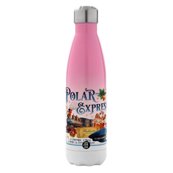 The Polar Express, Metal mug thermos Pink/White (Stainless steel), double wall, 500ml