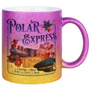 The Polar Express, Κούπα Χρυσή/Ροζ Glitter, κεραμική, 330ml