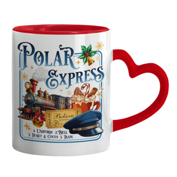 The Polar Express, Mug heart red handle, ceramic, 330ml