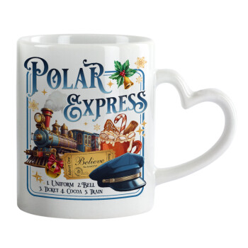 The Polar Express, Κούπα καρδιά χερούλι λευκή, κεραμική, 330ml