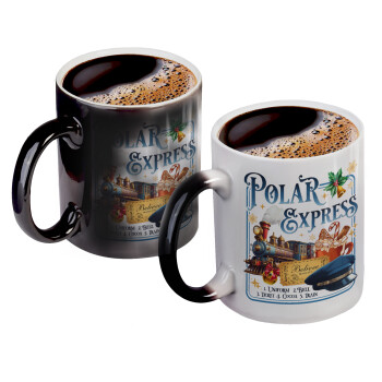 The Polar Express, Color changing magic Mug, ceramic, 330ml when adding hot liquid inside, the black colour desappears (1 pcs)