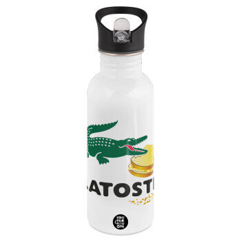 Latoste, White water bottle with straw, stainless steel 600ml