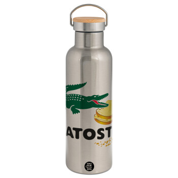 Latoste, Stainless steel Silver with wooden lid (bamboo), double wall, 750ml