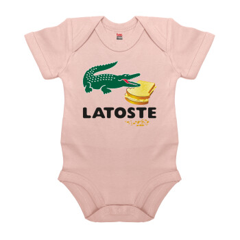 Latoste, Βρεφικό φορμάκι μωρού, 0-18 μηνών, ΡΟΖ POWDER, 100% Organic Cotton, κοντομάνικο