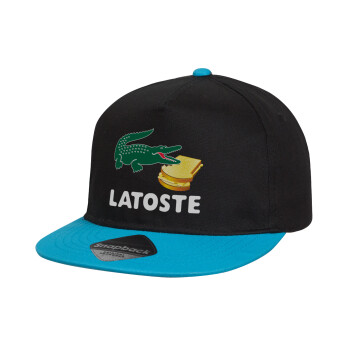 Latoste, Καπέλο παιδικό Flat Snapback, Μαύρο/Μπλε (100% ΒΑΜΒΑΚΕΡΟ, ΠΑΙΔΙΚΟ, UNISEX, ONE SIZE)