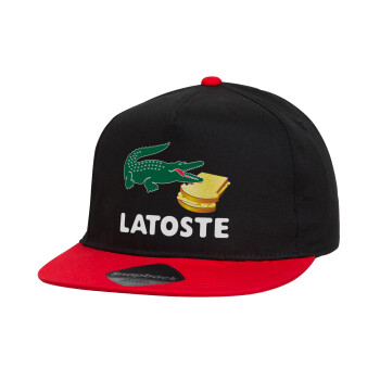 Latoste, Children's Flat Snapback Hat, Black/Red (100% COTTON, CHILDREN'S, UNISEX, ONE SIZE)