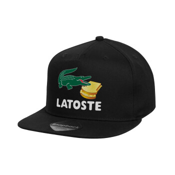 Latoste, Καπέλο παιδικό Flat Snapback, Μαύρο (100% ΒΑΜΒΑΚΕΡΟ, ΠΑΙΔΙΚΟ, UNISEX, ONE SIZE)