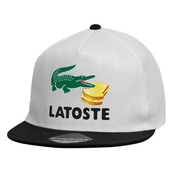 Latoste, Child's Flat Snapback Hat, White (100% COTTON, CHILDREN'S, UNISEX, ONE SIZE)