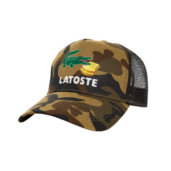 Latoste, Adult Structured Trucker Hat, with Mesh, (Camouflage) Army (100% COTTON, ADULT, UNISEX, ONE SIZE)