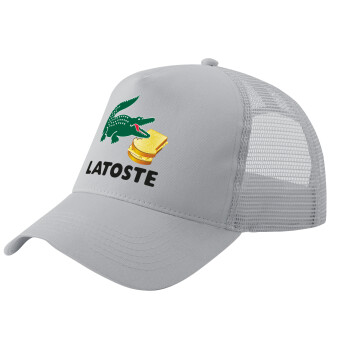 Latoste, Adult Structured Trucker Hat, with Mesh, GRAY (100% COTTON, ADULT, UNISEX, ONE SIZE)