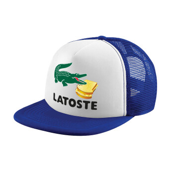 Latoste, Adult Soft Trucker Hat with Blue/White Mesh (POLYESTER, ADULT, UNISEX, ONE SIZE)