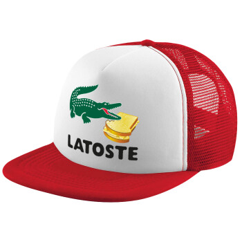 Latoste, Adult Soft Trucker Hat with Red/White Mesh (POLYESTER, ADULT, UNISEX, ONE SIZE)