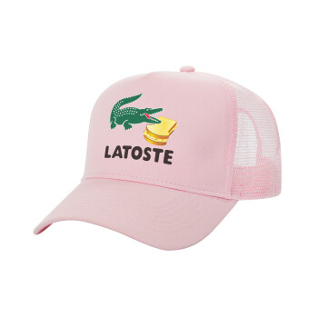 Latoste, Adult Structured Trucker Hat, with Mesh, PINK (100% COTTON, ADULT, UNISEX, ONE SIZE)