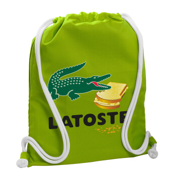 Latoste, Backpack bag GYMBAG LIME GREEN, with pocket (40x48cm) & thick cords