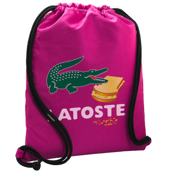 Latoste, Backpack pouch GYMBAG Fuchsia, with pocket (40x48cm) & thick cords