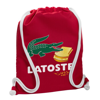 Latoste, Backpack pouch GYMBAG Red, with pocket (40x48cm) & thick cords