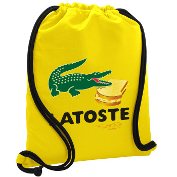 Latoste, Backpack pouch GYMBAG Yellow, with pocket (40x48cm) & thick cords