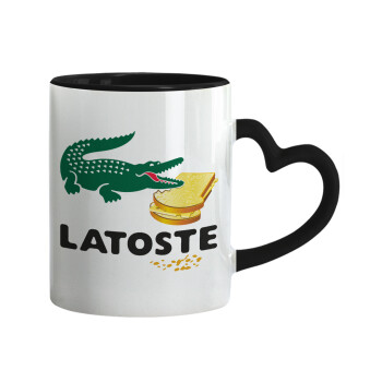 Latoste, Κούπα καρδιά χερούλι μαύρη, κεραμική, 330ml