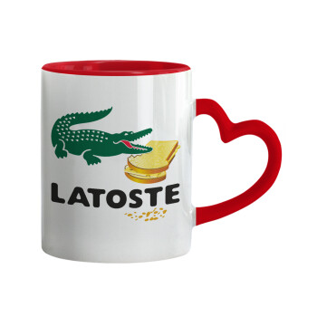 Latoste, Mug heart red handle, ceramic, 330ml