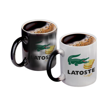 Latoste, Color changing magic Mug, ceramic, 330ml when adding hot liquid inside, the black colour desappears (1 pcs)