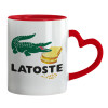 Mug heart red handle, ceramic, 330ml