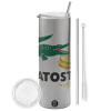 Tumbler stainless steel Silver 600ml, with metal straw & cleaning brush