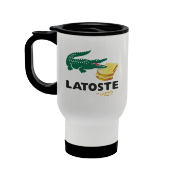 Latoste, Stainless steel travel mug with lid, double wall white 450ml