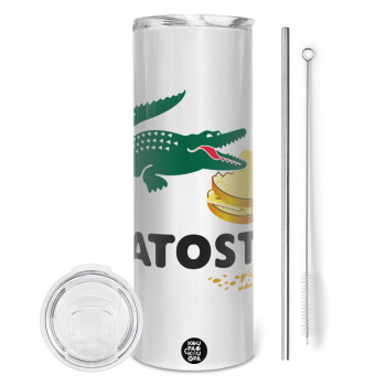 Latoste, Tumbler ποτήρι θερμό από ανοξείδωτο ατσάλι 600ml, με μεταλλικό καλαμάκι & βούρτσα καθαρισμού