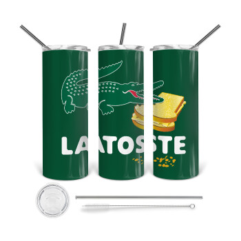 Latoste, Tumbler ποτήρι θερμό από ανοξείδωτο ατσάλι 600ml, με μεταλλικό καλαμάκι & βούρτσα καθαρισμού