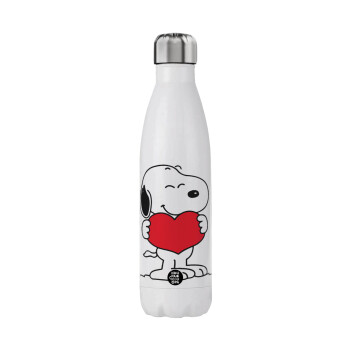 Snoopy takemy heart, Μεταλλικό παγούρι θερμός (Stainless steel), διπλού τοιχώματος, 750ml