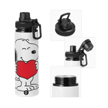 Snoopy takemy heart, Metal water bottle with safety cap, aluminum 850ml