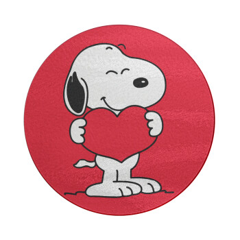 Snoopy takemy heart, Επιφάνεια κοπής γυάλινη στρογγυλή (30cm)