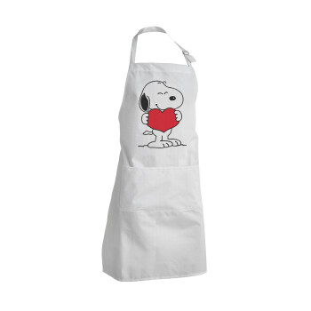 Snoopy takemy heart, Adult Chef Apron (with sliders and 2 pockets)