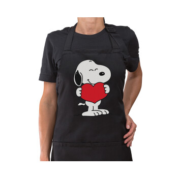 Snoopy takemy heart, Ποδιά μακρία Σεφ ολοσωμη με τσέπες Μαύρη (ΕΝΗΛΙΚΩΝ)