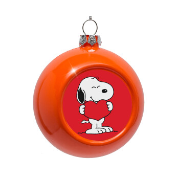 Snoopy takemy heart, Στολίδι Χριστουγεννιάτικη μπάλα δένδρου Πορτοκαλί 8cm