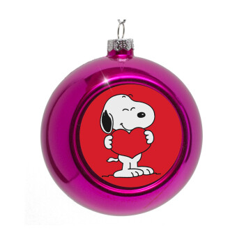 Snoopy takemy heart, Purple Christmas tree ornament bauble 8cm