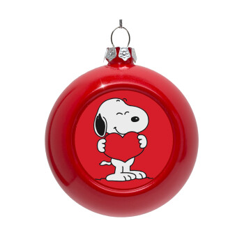 Snoopy takemy heart, Στολίδι Χριστουγεννιάτικη μπάλα δένδρου Κόκκινη 8cm