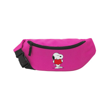 Snoopy takemy heart, Unisex waist bag (banana) in PINK color with 2 pockets