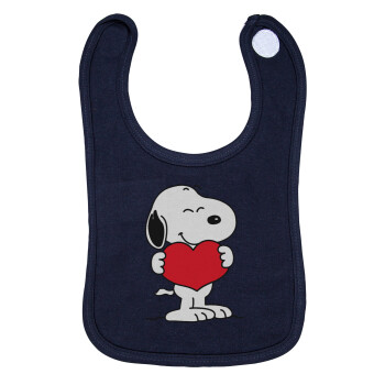 Snoopy takemy heart, Σαλιάρα με Σκρατς 100% Organic Cotton Μπλε (0-18 months)