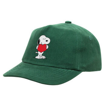 Snoopy takemy heart, Children's Baseball Cap, 100% Cotton Drill, GREEN (COTTON, CHILDREN'S, ONE SIZE)