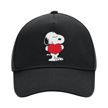 Snoopy takemy heart, Adult Ultimate Hat BLACK, (100% COTTON DRILL, ADULT, UNISEX, ONE SIZE)