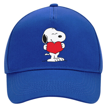 Snoopy takemy heart, Ultimate Adult Hat BLUE, (100% COTTON DRILL, ADULT, UNISEX, ONE SIZE)