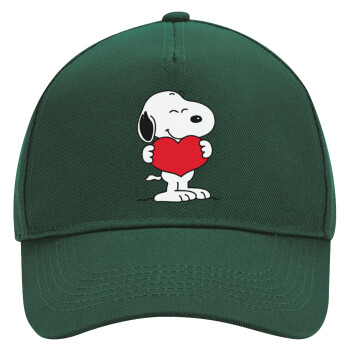 Snoopy takemy heart, Adult Ultimate Hat GREEN, (100% COTTON DRILL, ADULT, UNISEX, ONE SIZE)