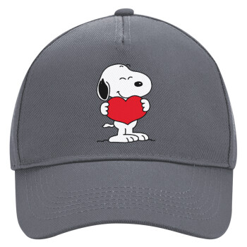 Snoopy takemy heart, Ultimate Adult Hat Grey, (100% COTTON DRILL, ADULT, UNISEX, ONE SIZE)