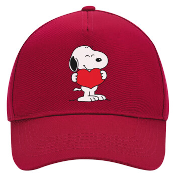 Snoopy takemy heart, Adult Ultimate Hat RED, (100% COTTON DRILL, ADULT, UNISEX, ONE SIZE)