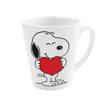 Snoopy takemy heart, Κούπα κωνική Latte Λευκή, κεραμική, 300ml